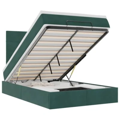 Afbeelding van vidaXL Bedframe met matrassen 120x200cm fluweel donkergroen