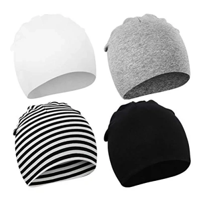 Afbeelding van DRESHOW 4 pak Baby Beanie Newborn Toddler Zachte Gebreide Muts Ziekenhuis Hoedjes voor Jongens Infant Cap Beanies