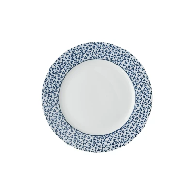 Afbeelding van Laura Ashley Blauw Floris Set 4 Platte Borden 20 Cm Wit Porselein