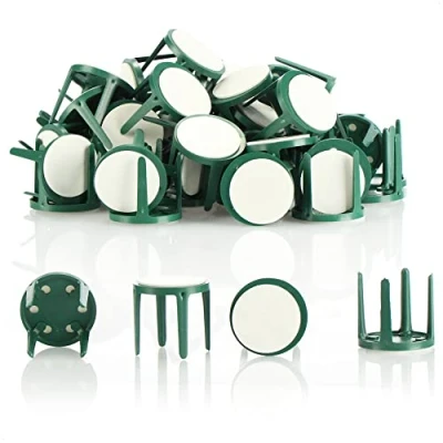 Afbeelding van COM FOUR® 50 x pinhouder met kleefpad arrangeerhouder voor handwerk bloemenschuim (50 stuks groen kleefpad)