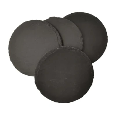 Afbeelding van Set van 4x stuks leisteen glazen onderzetters met diameter 10 cm