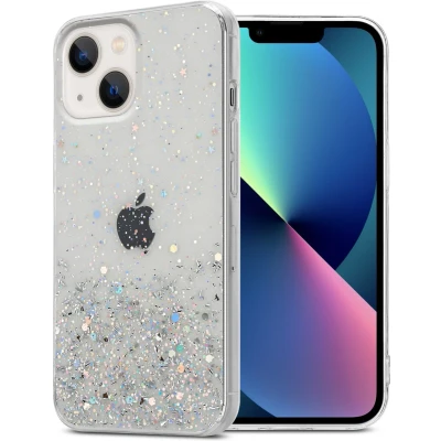 Afbeelding van Cadorabo Hoesje geschikt voor Apple iPhone 14 in Transparant met Glitter Beschermhoes van flexibel TPU silicone fonkelende glitters Case Cover Etui