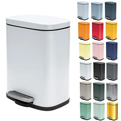 Afbeelding van Spirella Pedaalemmer Venice wit 5 liter metaal L21 x H30 cm soft close toilet/badkamer