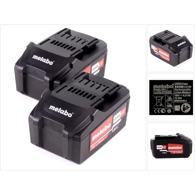 Afbeelding van Metabo accuset 2x Li Power accupack 18 V 4,0 Ah CAS Ion accu ( 625591000 ) met laadniveau indicator