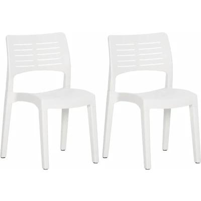 Afbeelding van Tuinstoelen 2 st polypropeen wit