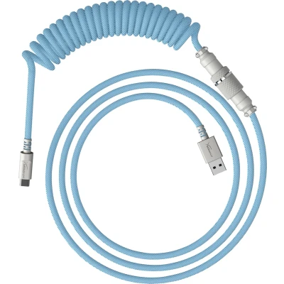 Afbeelding van HyperX USB C Kabel Spiraalontwerp Licht Blauw/Wit