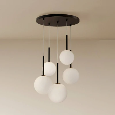Afbeelding van Hanglamp Maytoni Basic vorm, zwart, Ø 58 cm, 5 lamps glas