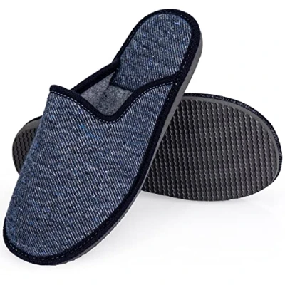 Afbeelding van ESTRO Pantoffels Heren Katoen Sloffen met Geheugen Antislipzool F17 (43, Jeans)