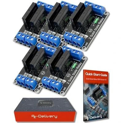 Afbeelding van AZDelivery 5 stuks V DC 2 kanaals relaismodules, solid state relais op laag niveau, compatibel met Arduino en Raspberry Pi