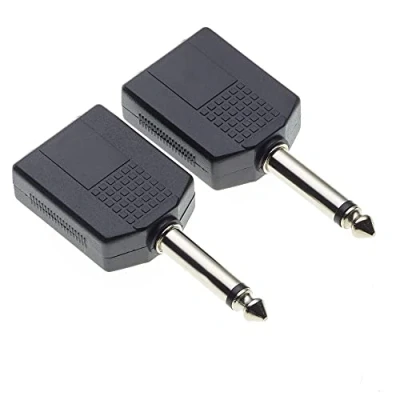Afbeelding van Keple 6,35 mm Mono klinknagel stekker op 2 x Twin Klinkenbus Splitter Adapter Dual 1/4 Y adapter, stuks