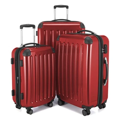 Afbeelding van HAUPTSTADTKOFFER Alex harde Koffer trolley rolkoffer reiskoffer, 4 dubbele wielen, uitbreiding, rood, Set, kofferset