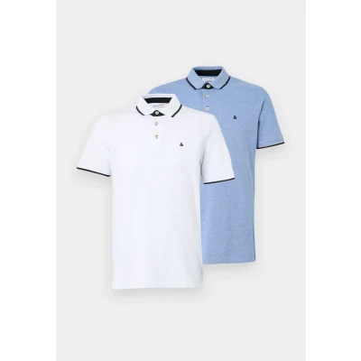 Afbeelding van Jack &amp; Jones Jjepaulos 2 PACK Poloshirt, Heren, Maat: XS, Bright cobalt/white