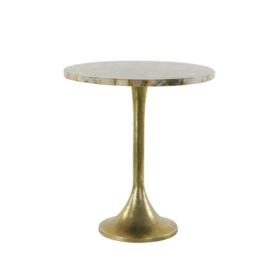 Afbeelding van Rickerd bijzettafel Ø48cm geel agaat/antiek brons