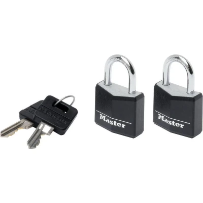 Afbeelding van MasterLock Hangslot Massief Aluminium Zwart 30 mm 2 stuks 9130EURTBLK