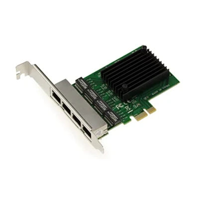 Afbeelding van KALEA INFORMATIQUE PCI Express PCIe netwerk controllerkaart met 4 poorten RJ45 Gigabit Ethernet 10 100 1000 Mbps 1G. Realtek RTL8111F chipset en lage hoge profielhoeken