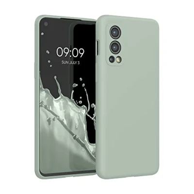 Afbeelding van kwmobile telefoonhoesje geschikt voor OnePlus Nord 2 5G Hoesje met siliconen coating Smartphone case in grijsgroen