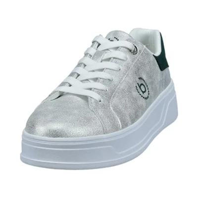 Afbeelding van bugatti Sneakers laag, Dames, Maat: 37, Silver/dark green Hoogwaardig imitatieleer