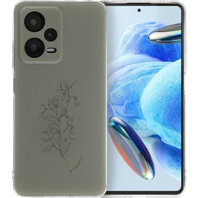Afbeelding van iMoshion hoesje Geschikt voor Xiaomi Redmi Note 12 Pro Siliconen Design Meerkleurig / Floral Green