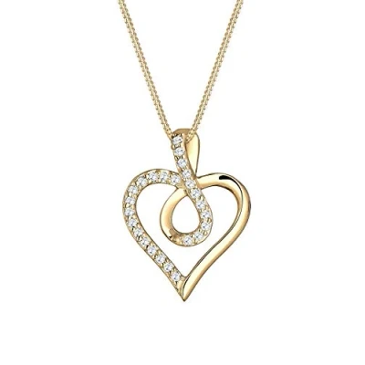 Afbeelding van Elli Korte halsketting 925 zilver hart, Goud Kubieke Zirkonia Sterling Zilver, Zirkoniumoxide