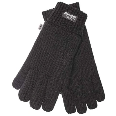 Afbeelding van EEM Thinsulate zachte wollen gebreide handschoenen voor heren, zwart.