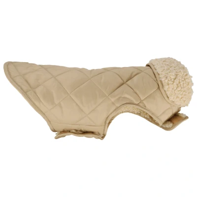 Afbeelding van Flamingo Jas voor honden Bonnie beige Maat 40cm (A: 40 cm, B: 34 C: 54 60 cm) Ideaal Beagle, Franse Bulldog, Cocker Spaniel, Shih Tzu &amp; Jack Russell Terriër