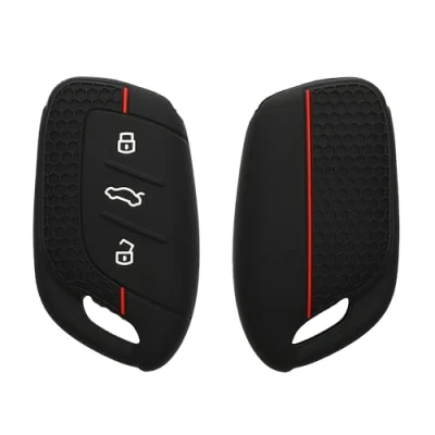 Afbeelding van kwmobile autosleutel hoesje geschikt voor MG 3 knops ZS MG4 MG5 MG6 hoes Siliconen behuizing Auto sleutel case met honingraat Sleuteletui in zwart / rood