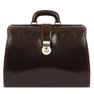 Afbeelding van Time Resistance Leren dokterstas, medische koffer, elegante tas, Bruin