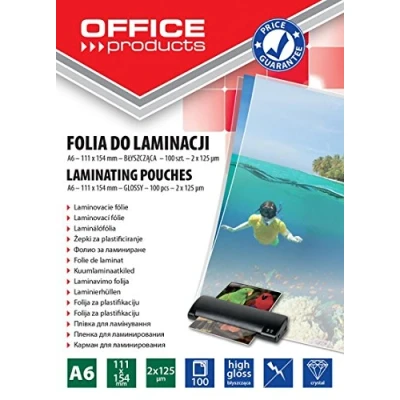 Afbeelding van Office Products, Lamineerfilm, Lamineerfolie, a6, 2x125mic, glanzend, 100st, transparant