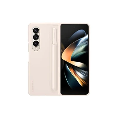 Afbeelding van Samsung Galaxy Z Fold4 hoes met S penhouder en penhouder, beschermhoes standaard voor handsfree kijken, Amerikaanse versie, zand