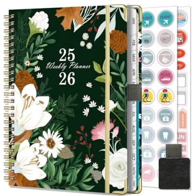 Afbeelding van NEYSA Agenda 2025 2026, weekkalender juli juni 2026 (12 maanden), A5, schoolagenda met planstickers, penlus, tas (N80 groen)