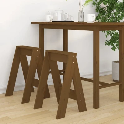 Afbeelding van Krukken 2 st 40x40x60 cm massief grenenhout honingbruin