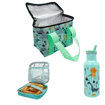 Afbeelding van NERTHUS FIH 1288 Geïsoleerde dinosaurusset, lunchtas + ultralichte fles sandwichzak