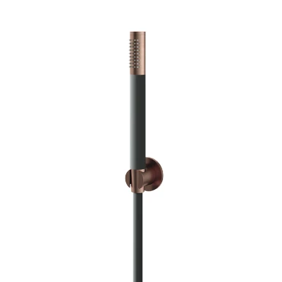Afbeelding van HotBath Archie Handdouche met wandsteun en doucheslang 1,5 mtr (t.b.v opbouwkranen) Geborsteld Koper PVD AR433BCP