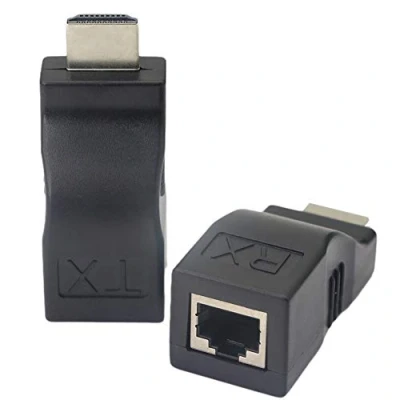 Afbeelding van GINTOOYUN HDMI naar RJ45 verlengkabel netwerkkabel repeater op Cat 5e/6 1080p tot 30m zender en ontvanger inbegrepen voor HDTV PS4 STB DVD 4K 2K zwart