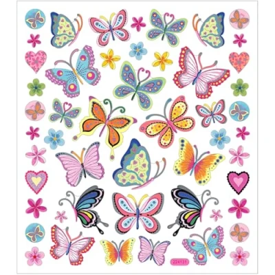 Afbeelding van Stickers vel 15x16 5 cm 21 stuk bloemen en vlinders 1vel
