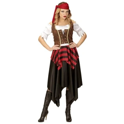 Afbeelding van Widmann Piraat &amp; Viking Kostuum Hijs De Vlag Pirate Vrouw Rood XS Carnavalskleding Verkleedkleding