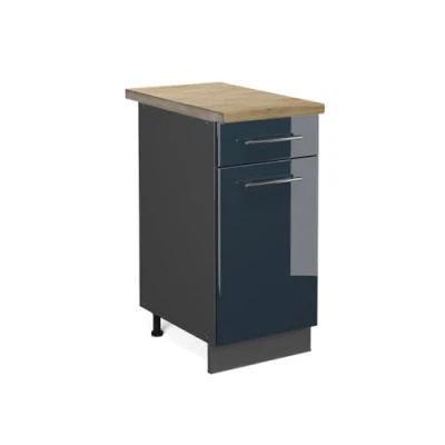 Afbeelding van Vicco Keukenonderkast Fame Line, Donkerblauw hoogglans/Antraciet, 40 cm , WB Eik