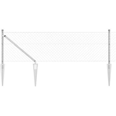 Afbeelding van vidaXL Kettinglinkschutting met 7 Steekpalen 0,8 x 10 m Gegalvaniseerd Staal