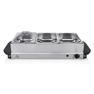 Image de Tristar Chauffe Plat BP 6283, Capacité 3 x 1,4L, Fonction Maintien au Chaud, Gris métal