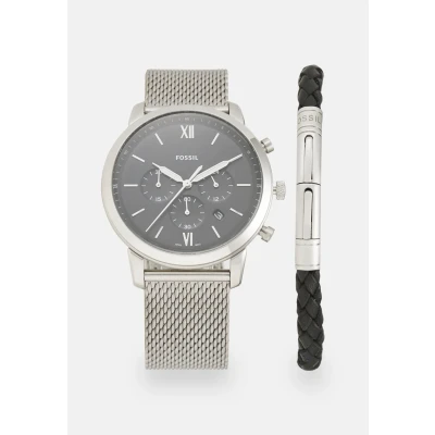 Afbeelding van Fossil SET Chronograaf silvercoloured, Heren, Maat: One Size, Silver coloured