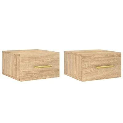 Afbeelding van Nachtkastjes 2 st wandgemonteerd 35x35x20 cm sonoma eikenkleur