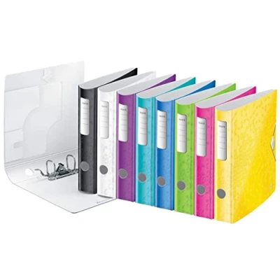 Image de Leitz Esselte 11070099 Classeur à Levier polyfoam 180º dos Courbé avec Fermeture en Caoutchouc Active WOW DIN A4 50 mm, Couleurs Assorties (1 Pack)