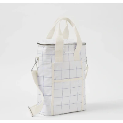 Afbeelding van Sunnylife Picnic Koeltas Canvas Drank Isolerend 8,5 liter Check Coconut White / Cotton