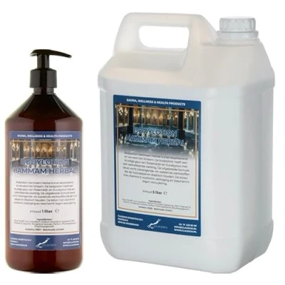 Afbeelding van Bodylotion Hammam Herbal 1 liter met gratis pompje hervulbaar + Jerrycan 5 navulling