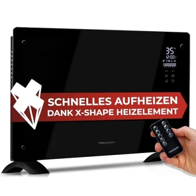Afbeelding van ProfiCare® PC GKH 3119 Elektrische verwarming met glazen front geschikt voor wandmontage convectorverwarming 2 warmtestanden geluidloos