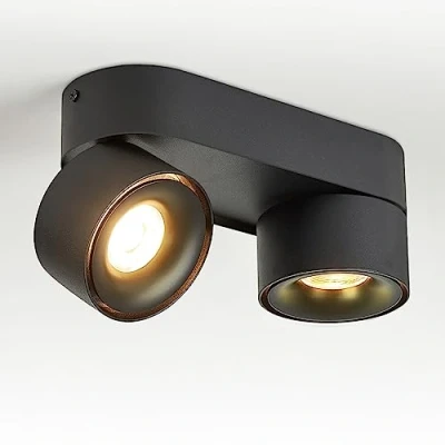 Afbeelding van Budbuddy Led plafondlamp, 2 x 12 W, draaibaar, plafondspots, zwart, spot rails, modern, voor hal, woonkamer, kantoor, winkel en meer, 3000 K
