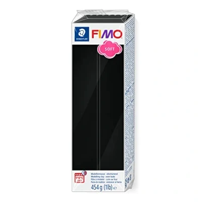 Image de STAEDTLER 8021 9 Pâte à modeler FIMO souple, noire, grand bloc de 454 g, douce et spécialement conçue pour les débutants artistes amateurs