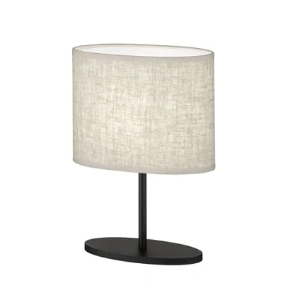 Afbeelding van Fischer &amp; Honsel Modena Tafellamp Zandzwart mat Stoffen lampenkap in zandkleur lengte 20 cm breedte 10 hoogte 27 diameter 14 met koordschakelaar 1