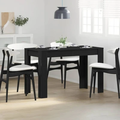 Afbeelding van vidaXL Eettafel 120x60x76 cm spaanplaat zwart eikenkleurig