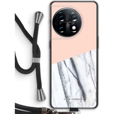 Afbeelding van Case Company® hoesje met Koord geschikt voor OnePlus 11 A touch of peach Telefoonhoesje Zwart Bescherming aan alle Kanten en Over de Schermrand